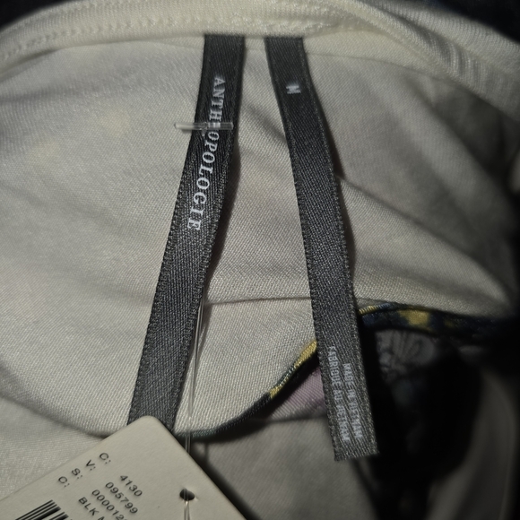 NWT Anthropologie Twofar Black Floral Midi Dress M – Elegant Jacquard Slip Style - Picture 13 of 16